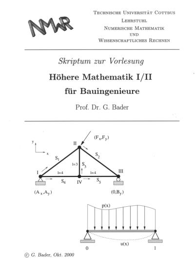 erhältlich im Sekretariat von Prof. Bader, LG1, Zi. 315